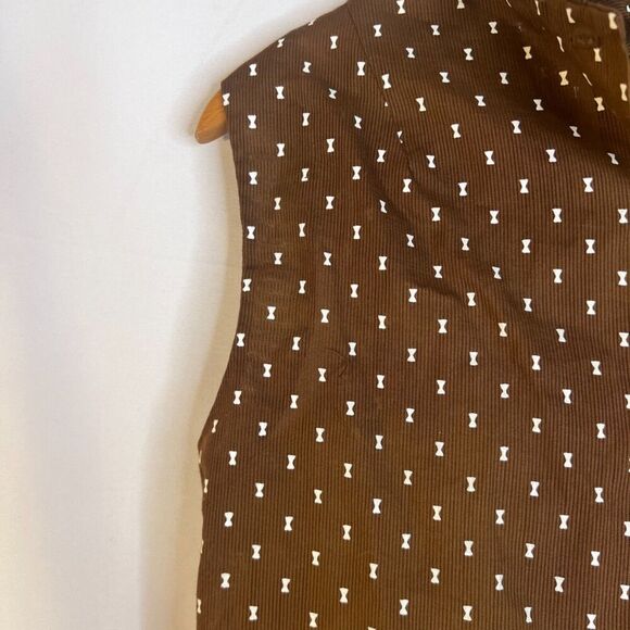 Koret of California Brown with Bows Button Front Tank Blouse Size Medium - Picture 5 of 8